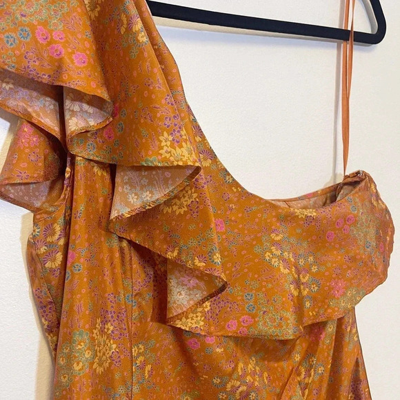 NWOT Rebecca Taylor Isabelle 100% Silk One-Shoulder Dress - Silk Habotai Ruffle - Picture 4 of 7